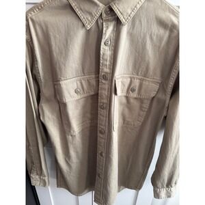 Abercrombie Fitch Mens Long Sleeve Button Up‎ Shirt Khaki Stretch XS